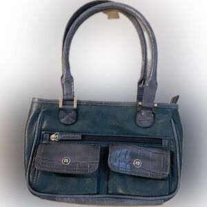 Liz Claiborne Blue Leather Satchel Purse